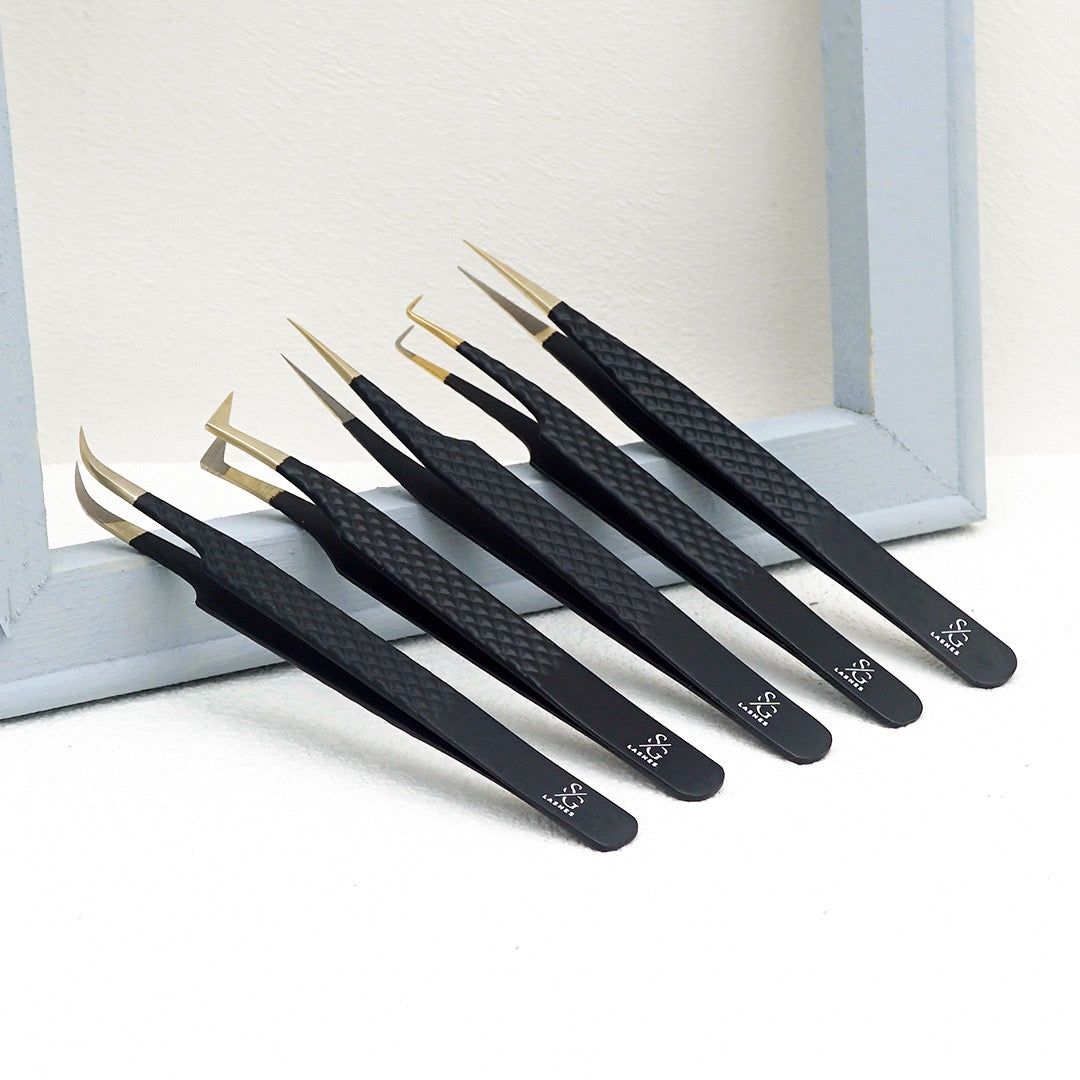 Black Fibre Tip Tweezers