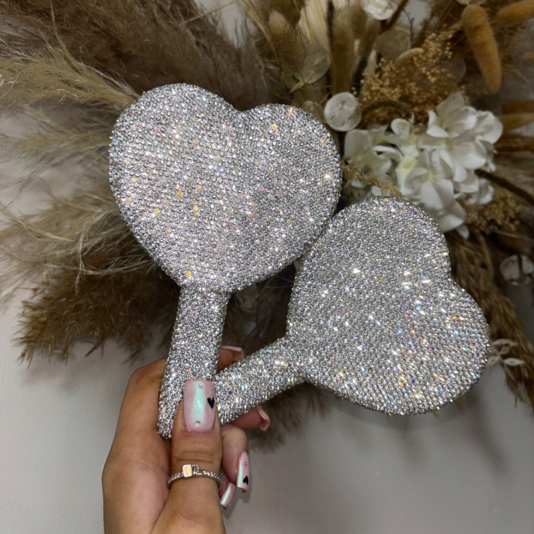 Heart Shape Diamonte Mirror